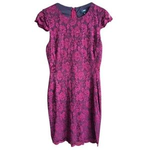 ABS Allen Schwartz Red Lace Bodycon Cocktail Dress